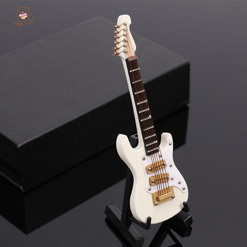 1pc Mini Electric Guitar Wooden Miniature Guitar Model Musical Instrument Guitar Decoration Gift Decor For Bedroom Living Room