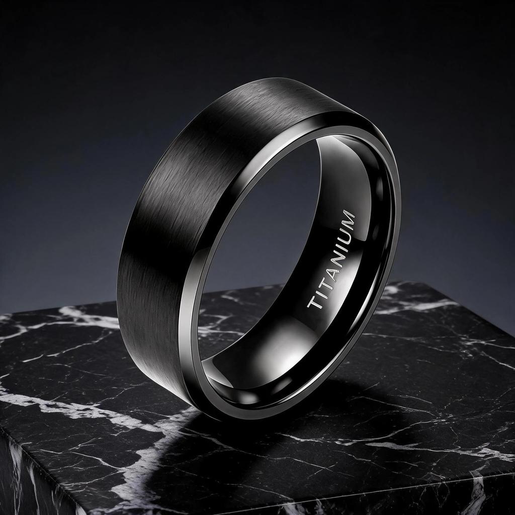 Men's Black Matte Titanium Steel Ring - Wear-Resistant, Colorfast, Versatile, and Trendy"