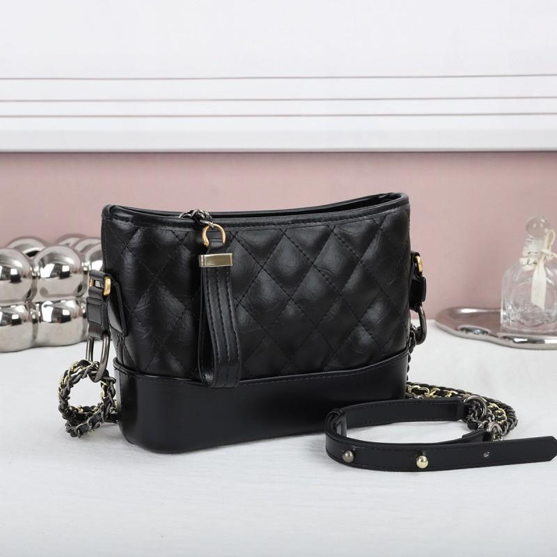 Fashion Genuine Leather Vagrant Bag Lattice Chain Contrast Bucket Net Red Shoulder Cross-body