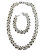 Silver Plated Three-Row Bracelet & Necklace Set - European & American Inspired Korean Style
