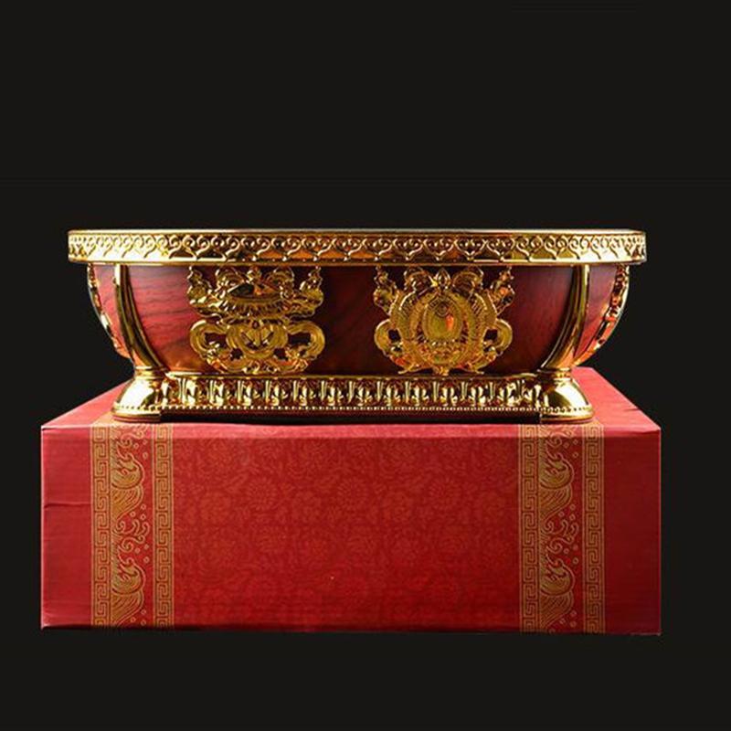 Buddhism Stainless Steel Resin Fruit Dish Auspicious Tibetan Sculpture Tribute Plate Buddhist Tray Desktop Home Gift Decorative