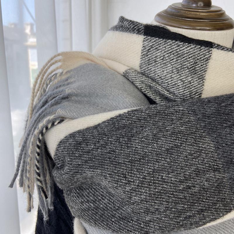 Plaid Scarf Women's Autumn Winter Imitation Cashmere Tassel Shawl Thick