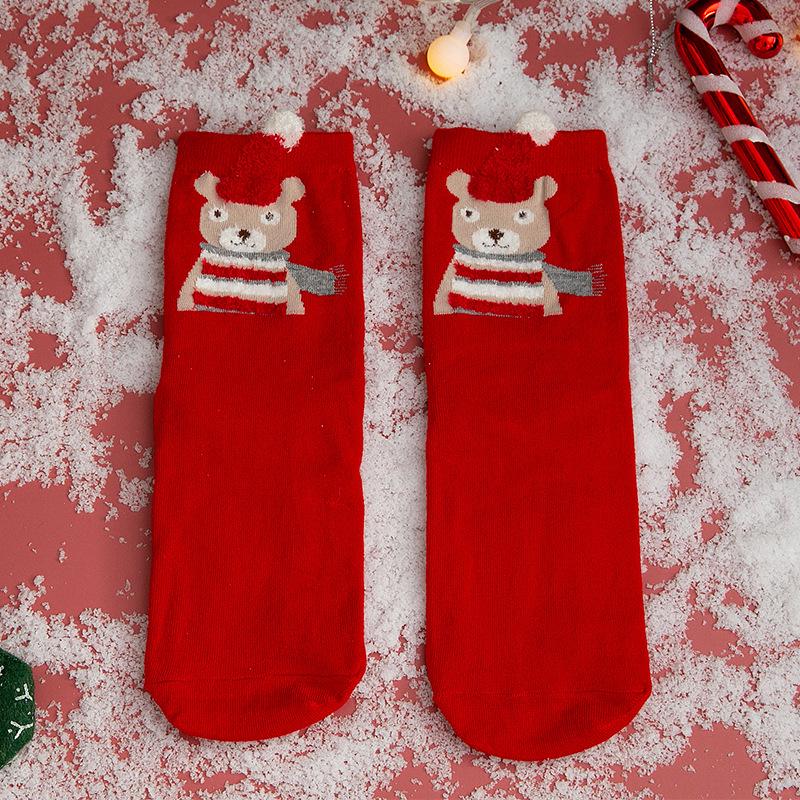 Women's Red Christmas Mid-Tube Socks - Cute Japanese Style Wedding Design