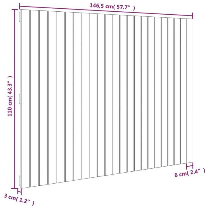 824944 vidaXL Wall-mounted Headboard White 146.5x3x110 Cm Solid Pine Wood
