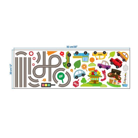 Cartoon Car Road Pattern Removable Wall Stickers DIY Art Decal Kids Room Decor