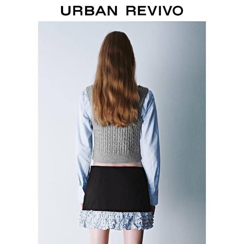 UR Women's Striped Faux Two-Piece Knit Sweater