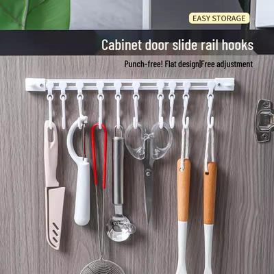 Háčky s posuvnou lištou bez vrtání pro úložný prostor na dvířkách skříňky