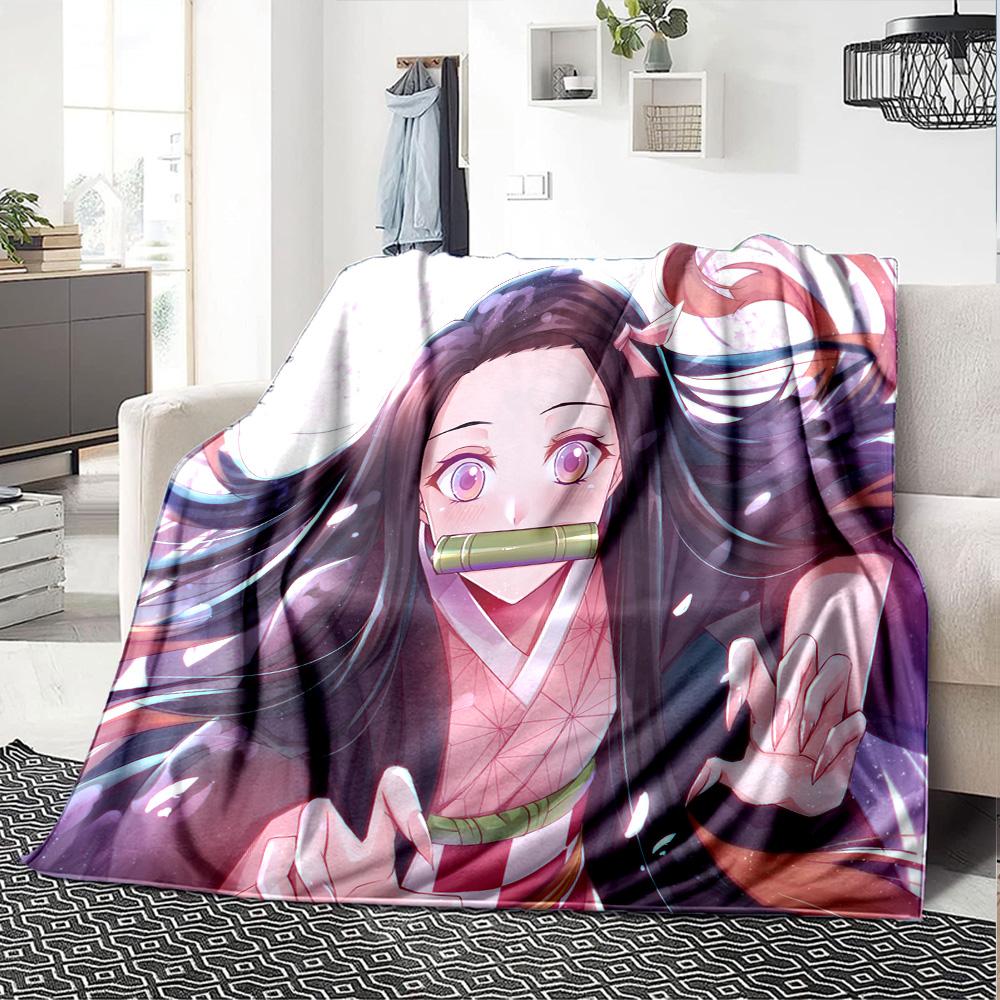 Butterfly Nezuko Fantasy Flannel Blanket, Soft Polyester, Modern Design, All-Season for Camping, Travel, Gifts for holidays or birthdays
