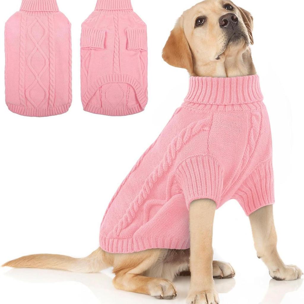 Dog High Collar Knit Sweater for Autumn/Winter 2025 - Solid Color Pet Clothing