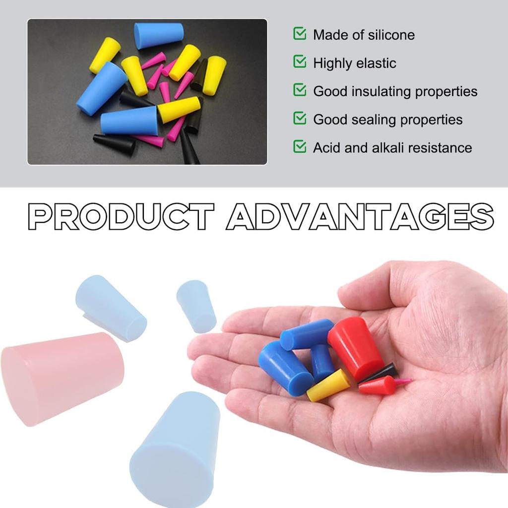 100 PCS Silicone Tapered Plug Kit, High Temp Resistant Silicone Stoppers Assortment Kits, Protecting Hole Plugs During Spraying, Coating, Painting,