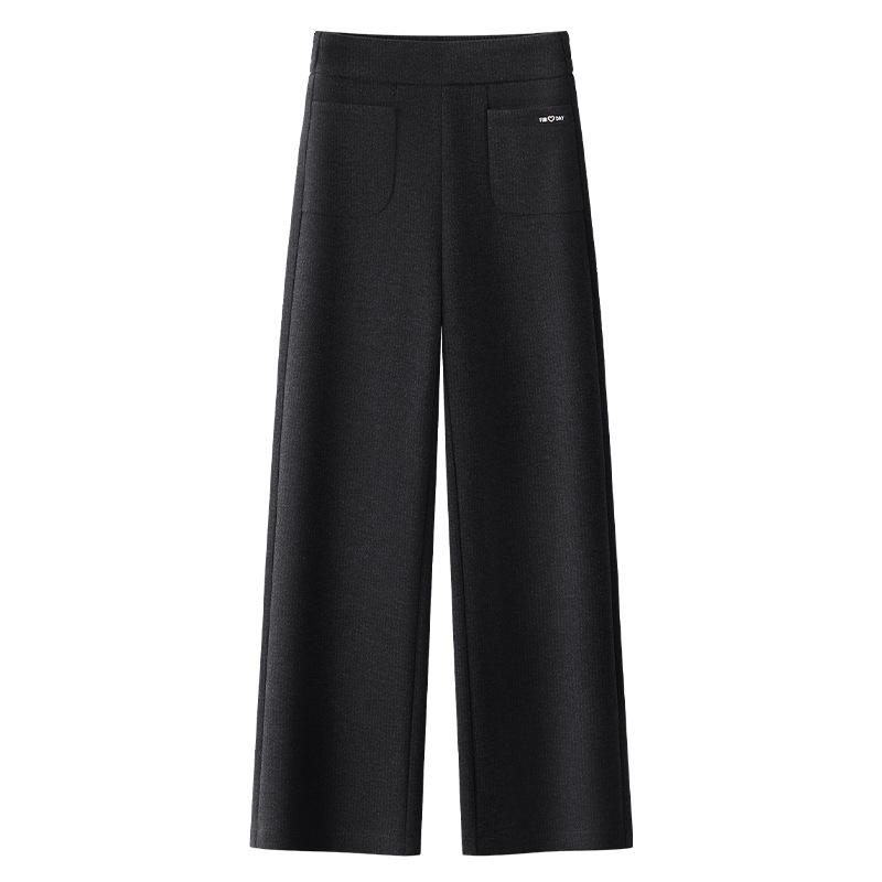 

Khaki Wool Women s Wide-Leg Pants - 2024 Autumn/Winter Collection: Casual Straight-Leg, Cozy and Lazy Style 4XL чёрный