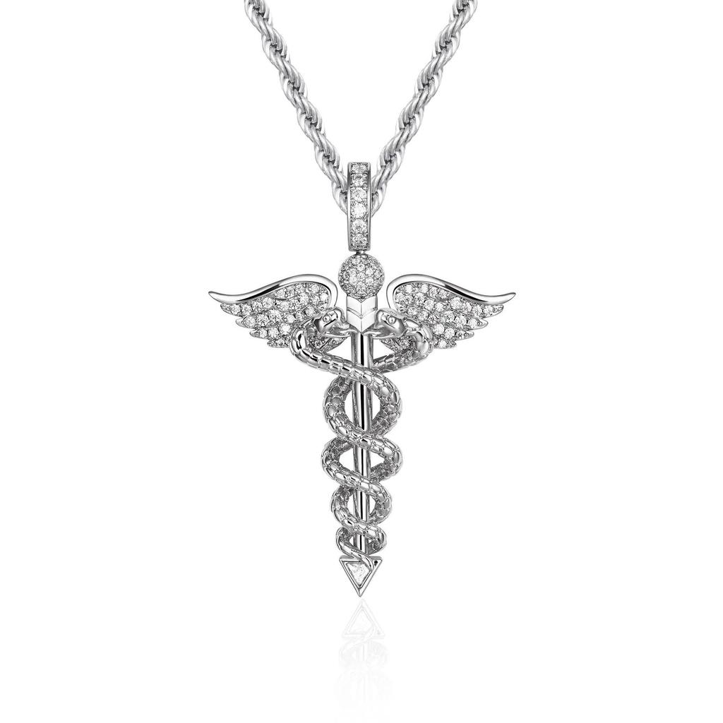 Zodiac Constellation Necklace With Cubic Zirconia In White Gold Plating For Men And Women