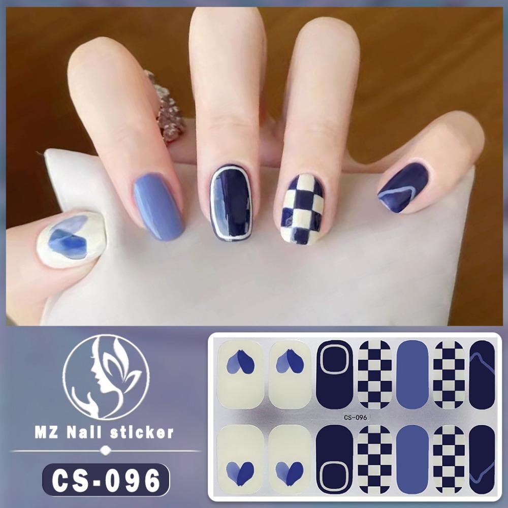 New type of bake-free gel nail polish film, full sticker, plaid spring and summer flower nail art film, nail film, waterproof paper patch