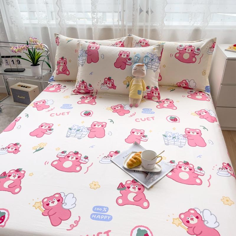Cotton Bed Sheet  Cartoon Panda Animals Printed Double Top King Sheets for Girls Boys Kids Single Queen King Size Bed Linen
