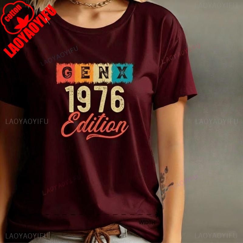 Nostalgia Gen X 1976 Year Edition Graphic Tee Shirt High Quality Cotton Vintage Classic Fashion Streetwear Crewneck Shortsleev