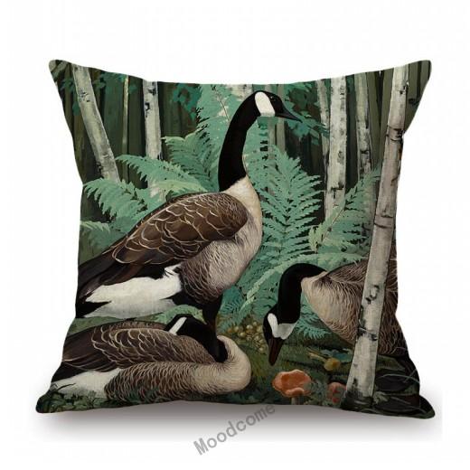 Flower Birds Peacock Floral Oil Painting Parrot Home Decoration Cotton Linen Sofa Throw Pillow Case Beautiful Cushion Cover Case