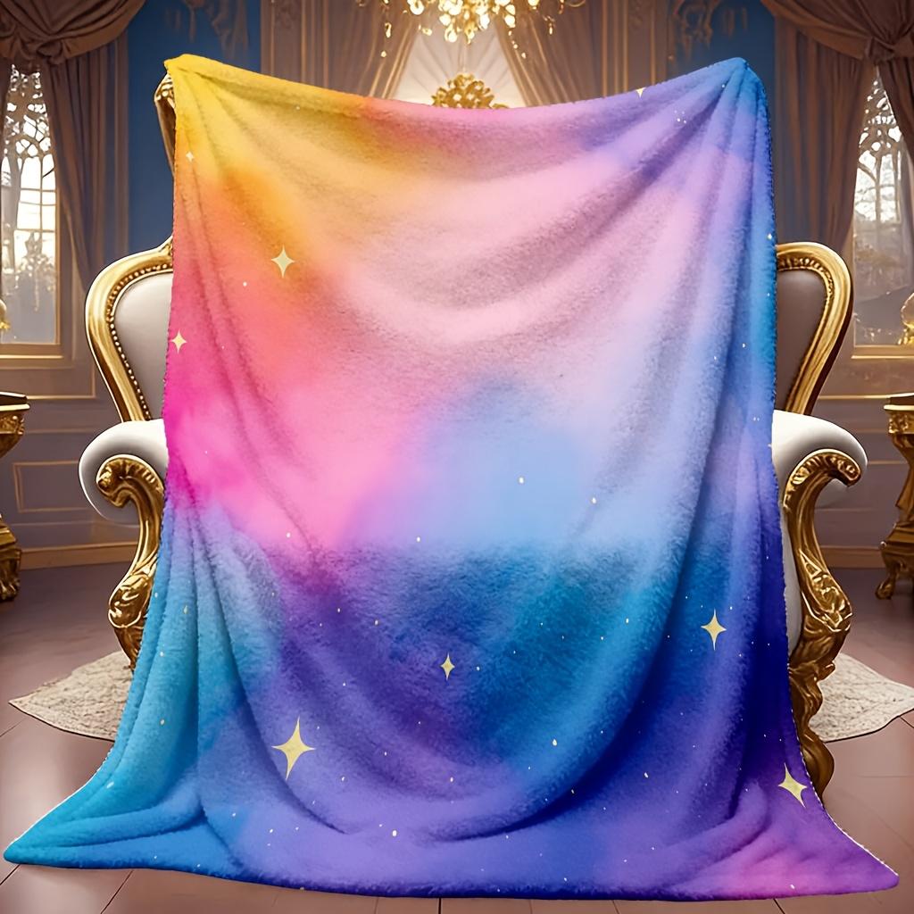 Cozy High-Definition Digital Print Galaxy Gradient Color Flannel Blanket, a Cooling Blanket That Is Soft And Breathable, Made from 100% Polyester, Sui