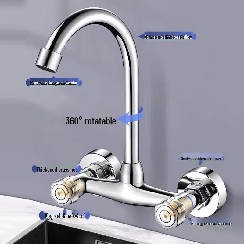 SBPG Wandmontiertes drehbares Messing-Küchenarmatur
