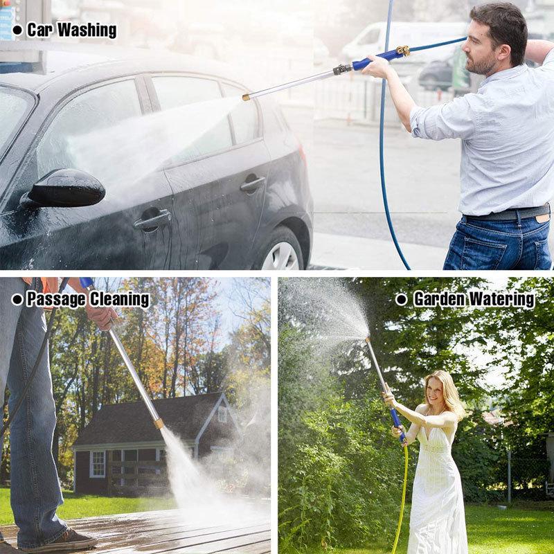 High-Pressure Car Wash Nozzle with Long Pole & Quick-Connect Brush for Strong Impact Fan-Shaped Spray