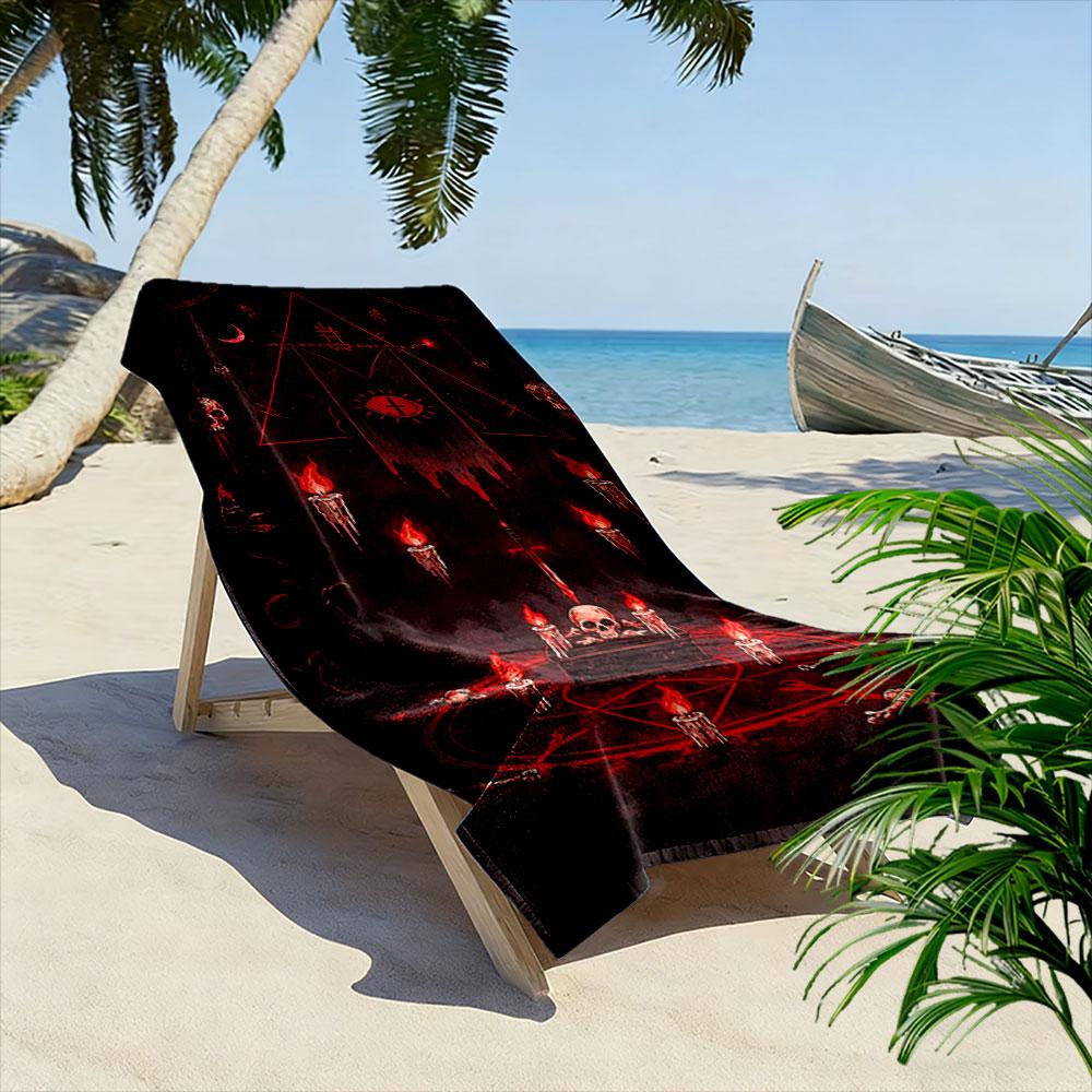 Fiery Mystic Ritual Design Print Beach Towel, Quick Drying, Suitable for Travel, Outdoor Sports, Jogging, the Beach and Swimming, Gift