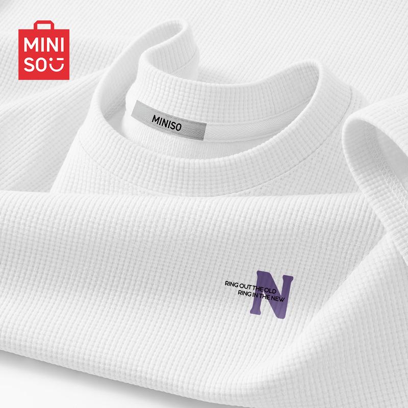 MINISO Men's Waffle Knit Short Sleeve T-Shirt