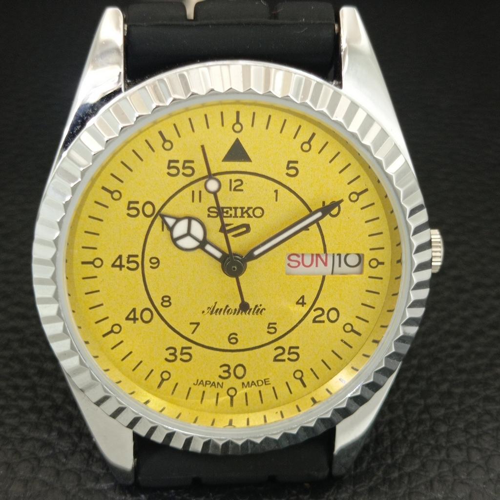 JAPAN VINTAGE REFURBISHED SEIKO 5 AUTOMATIC 6309A MENS YELLOW WATCH a442941-1