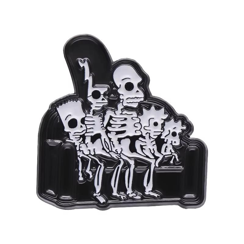 Halloween Skull Enamel Pin Punk Anime Skeleton Sofa Halloween Metal Brooch Lapel Badge Fashion Jewelry Gifts For Kids Friends