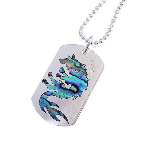 

WOLFMAN Silver Accessory Wolf Inlay Dog Tag Pendant Shell (WOLFMAN BRS) B.R.S Men s