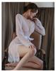 Babydoll Nightgown Sexy Popular Slip Mesh Lace Lingerie Summer [Pure Seek] Women's See-Through (White)