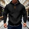 Felpa con cappuccio da uomo invernale foderata con zip, Felpa con cappuccio casual spessa, Giacca