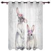 Modern Window Curtains Bunny Rabbit with Flowers Watercolor Luxury Fashion Curtains for Living Room Bedroom Kitchen Drapes