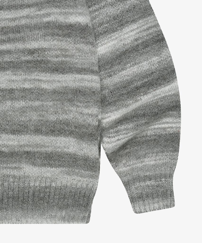 Golden Sunshine Wool Stripe Knit Hood Zip-Up_Grey
