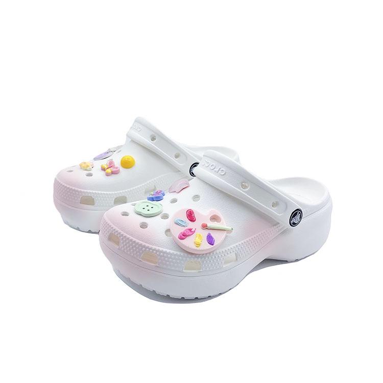 

Crocs Classic Platform Lined Clog Детский Розовый ЕВА Модная Обувь с Отверстиями Женские Белые Розовые 34-35