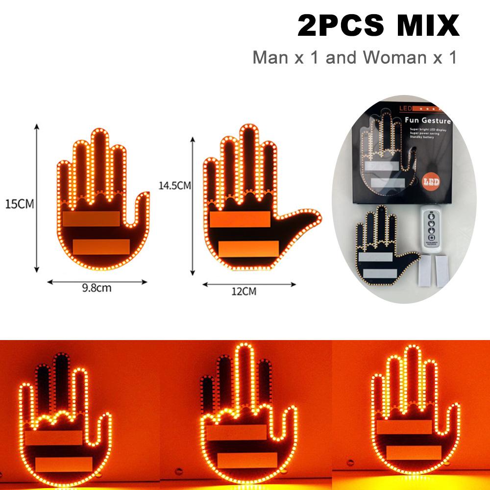 Car Finger Light with Remote Control Cool Funny Car Interior Light Finger Up LED Middle Finger Hand Lamp Rear Windshield LED