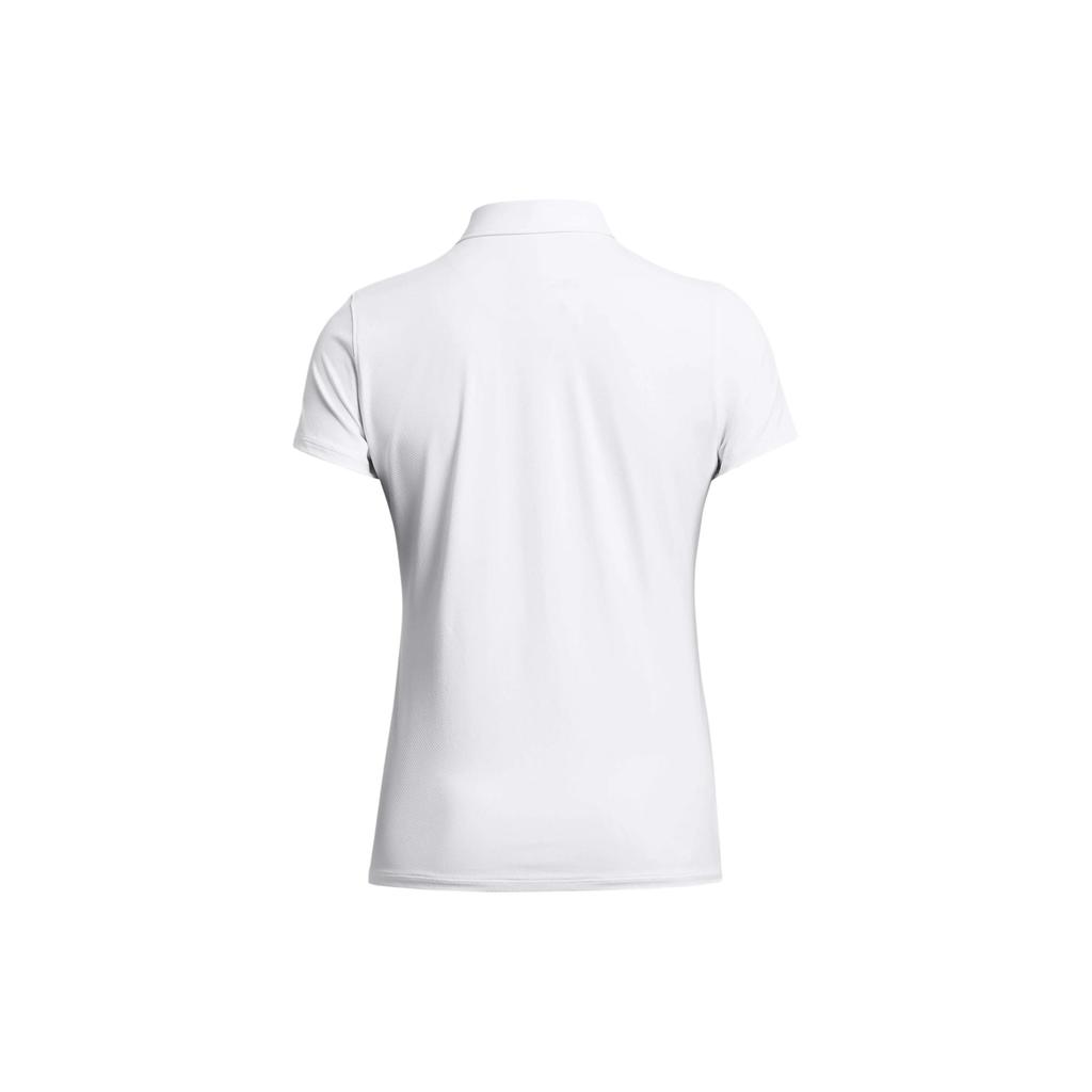 Under Armour Ua Iso-Chill Solid Logo Casual Comfortable Short Sleeve Polo Shirt Women tops White 1382814-100
