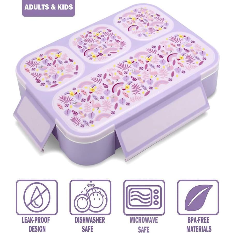 Bento Boxen 33.8oz Tragbare Lunchbox mit Deckel 4-Fach Lunchbehälter Musterdesign Lebensmittelbehälter für Büro Schule