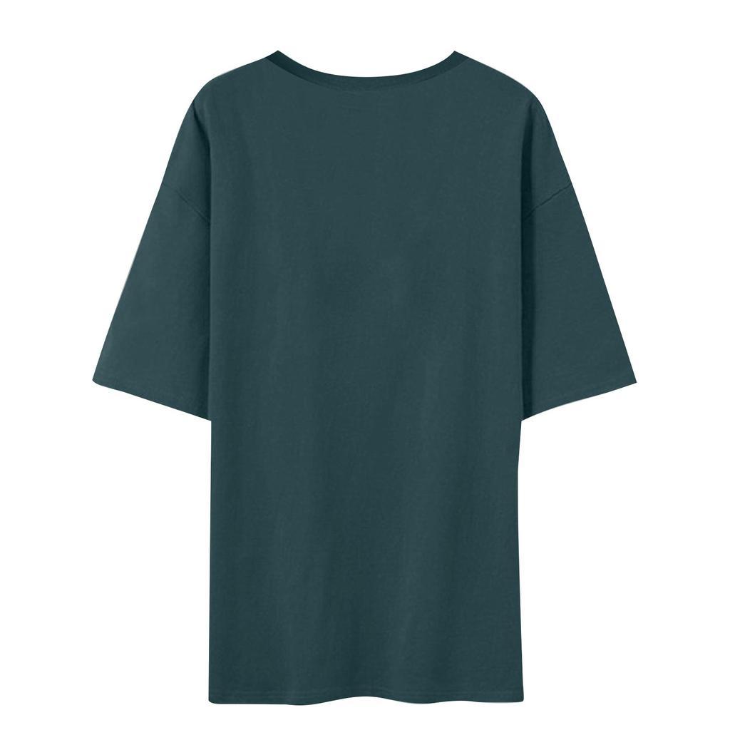 Women's Summer Casual Loose Letter Printed T-shirt Round Neck Pullover Short Sleeve