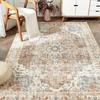 Bereichsteppich Waschbarer Teppich Grau Vintage Traditionell Bodenbelag Faltbar Dünn Retro Akzent Innen Distressed Teppich Blumendruck Matte Schlafzimmer Wohnzimmer