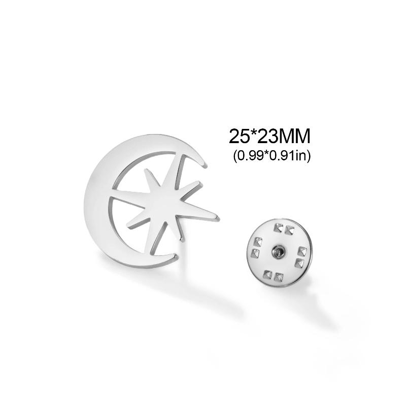Rostfritt Stål Kvinnor Flickor Brosch Sol Måne Stjärna Märke Lapel Pin Accessoarer Trendiga Smycken
