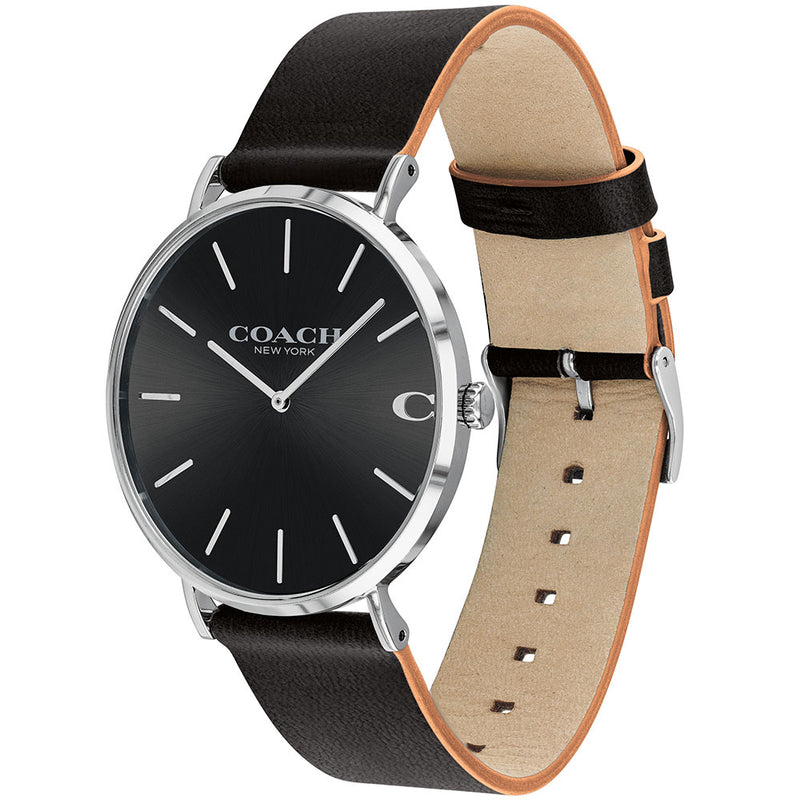 Coach Charles Black Leather Men's Watch 14602149