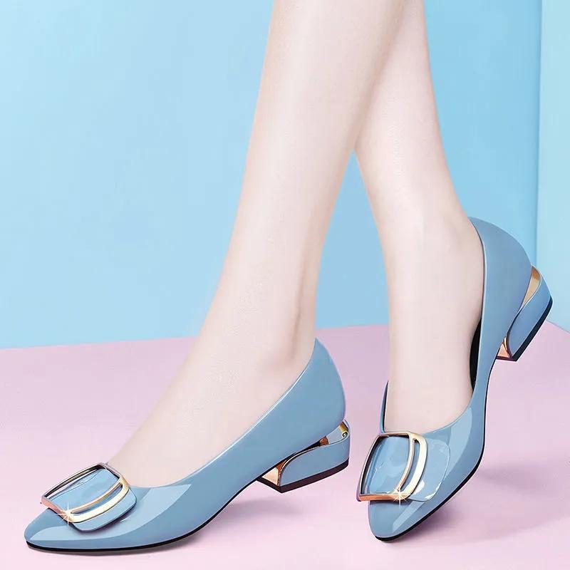 Thick Heel Single Shoes Sandals Women's Real Soft  Mesh Pointed Toe Middle-heel Mother Shoes Women's Summer Shallow Sandals