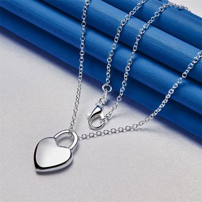 925 Sterling Silber 16-30 Zoll exquisite herzförmige Schloss Anhänger Halskette für Damen Mode Hochzeit Schmuck Zubehör