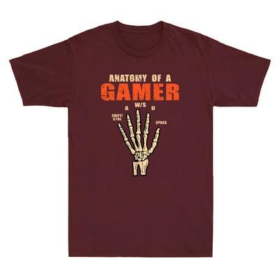 Anatomy Of A Gamer Skeleton Hand Funny Game Sayings Vintage Men Cotton T-shirt