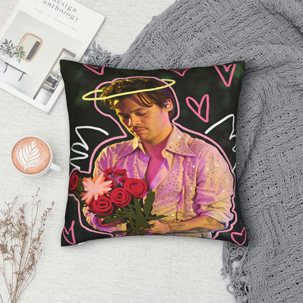 Harrys S-Styles Kiss Al the Time Pillow Case Square Pillow Cover Kawaii Cushion Cover For Living Room Chair