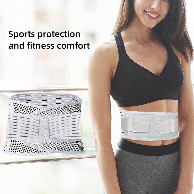 Lumbar Support Belt Lumbosacral Back Brace Design Adjustable Support Straps Anti-skid Waist Belt with Stays Breathable Mesh Gray