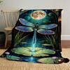1PC Dragonfly MoonlightOutdoor Flannel Blanket - Soft Plush Decor for Picnics, camping, Bedroom, Playroom, Office, or Lunch Break 1221A