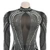 Abito da donna trasparente in rete con strass e perline - Stile europeo americano