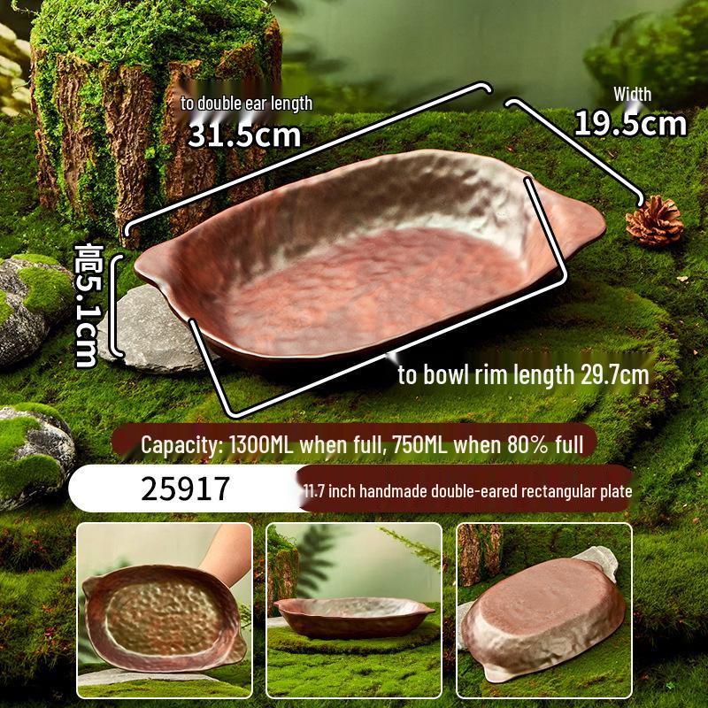 Melamine Plate for Gourmet Hot Pot, Barbecue & Shrimp: Mountain & Field Design