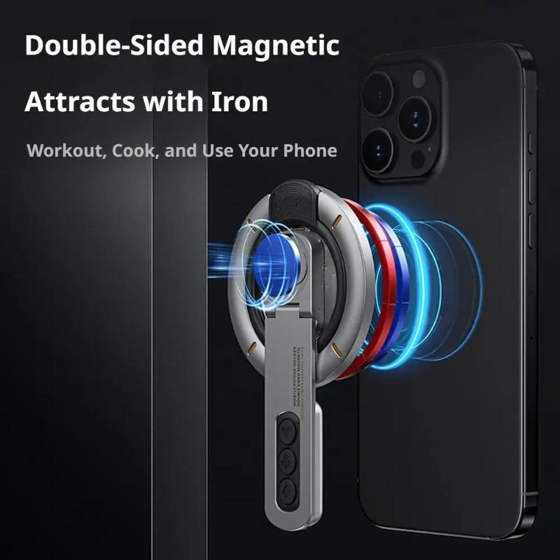 Double-Sided Magnetic Finger Ring Holder Rotate Phone Stand MultiFunction Finger Ring Bracket Portable Lazy Man Stand For iPhone