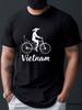 Plus Size Men's Summer T-shirt, Vietnamese Cyclo Illustration Graphic Print Short Sleeve Tees Trend Casual Tops for Daily Life, Big & Tall Guys, PLUS 